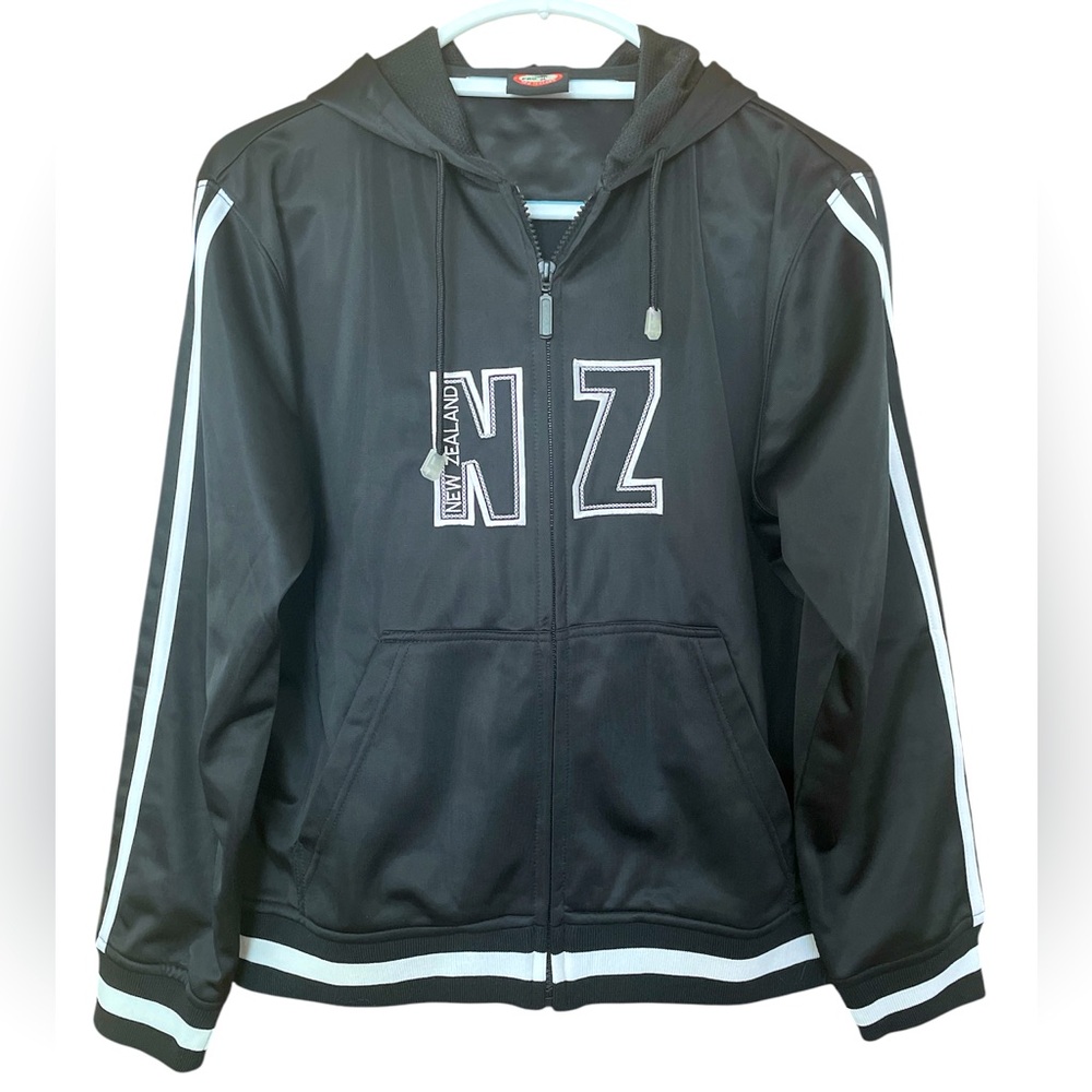 Pro Kiwi Aotearoa New Zealand Black Full Zip Jacket With Hood Size Large